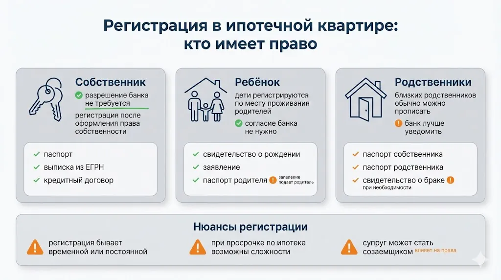 Регистрация в ипотечной квартире, кто имеет право