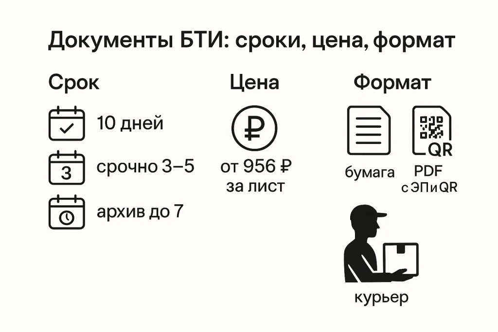 Документы БТИ: сроки, цена, форма Документы БТИ: сроки, цена, форма