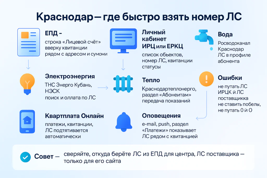 Краснодар — где взять лицевой счет быстро