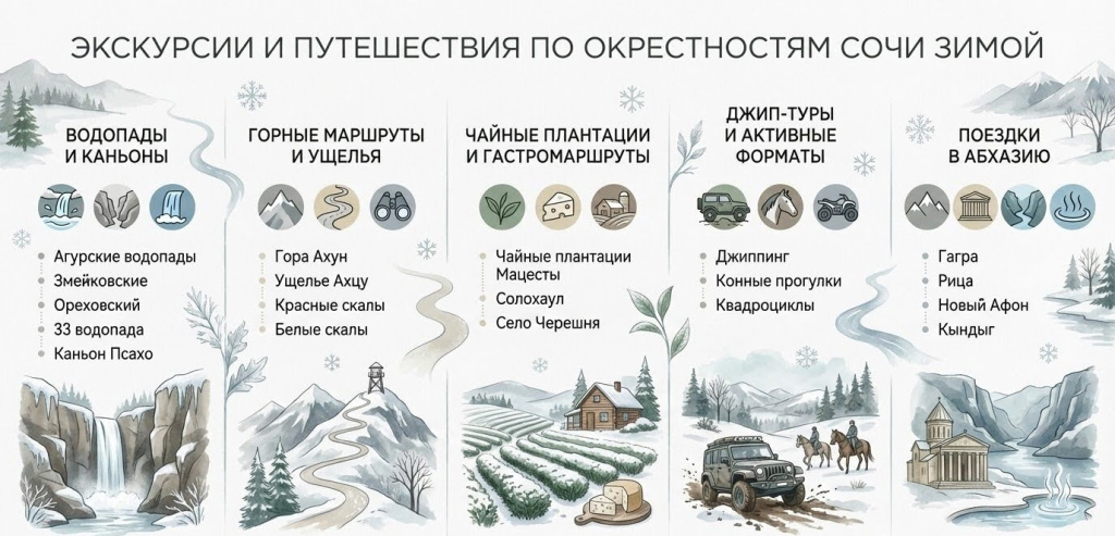 Экскурсии и путешествия по окрестностям Сочи