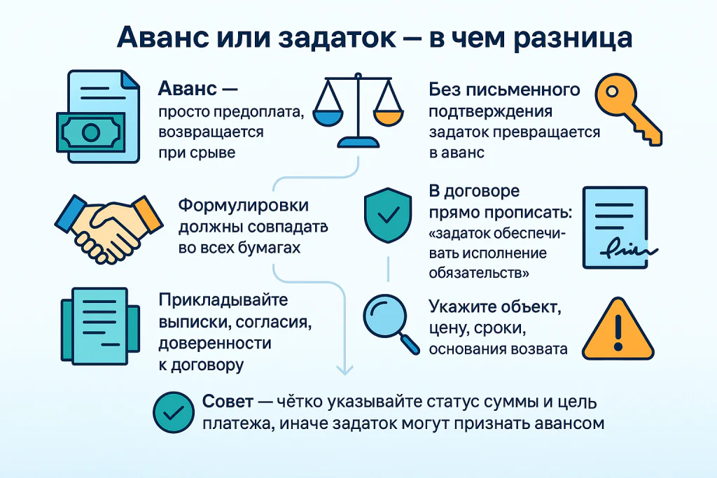 Аванс или задаток — в чем разница