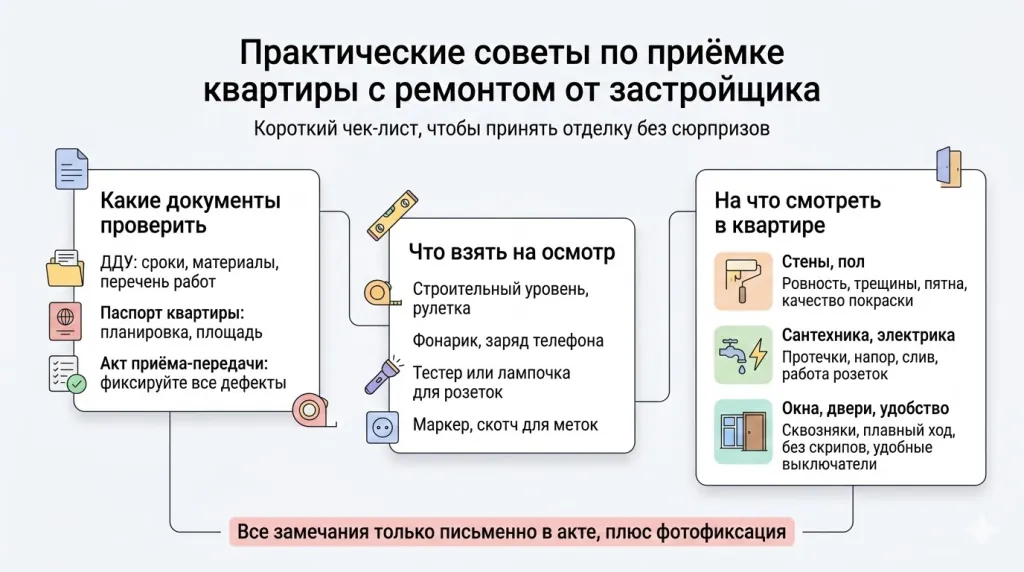 Практические советы по приёмке квартиры с ремонтом от застройщика