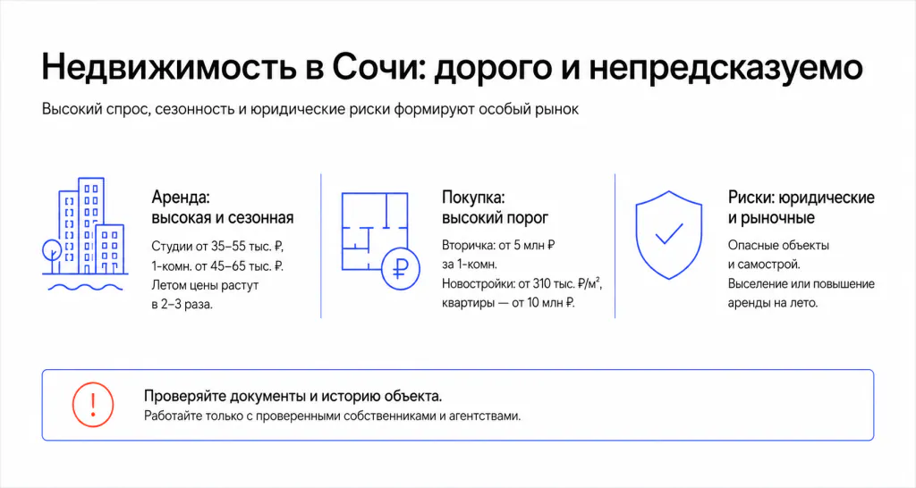 Стоимость аренды и покупки жилья в Сочи