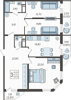 3-комнатная квартира №231, 104.2000 м²