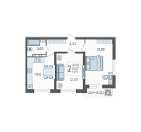 2-комнатная квартира №33, 51.7900 м²