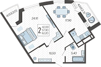 2-комнатная квартира №33, 62.9000 м²