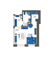 Студия №292, 34.3000 м²