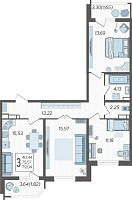 3-комнатная квартира №1068, 79.0400 м²