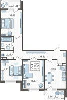 3-комнатная квартира №1075, 79.0500 м²