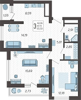 3-комнатная квартира №81, 67.3000 м²