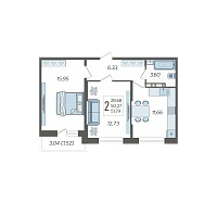 2-комнатная квартира №18, 51.7900 м²