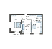 2-комнатная квартира №148, 51.7900 м²