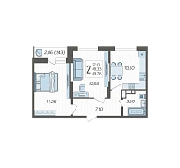 2-комнатная квартира №162, 49.7600 м²