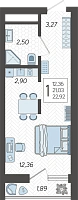 Студия №218, 22.9200 м²