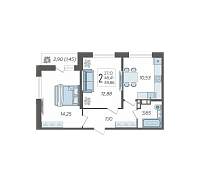 2-комнатная квартира №229, 49.8600 м²