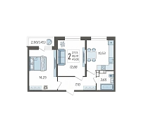 2-комнатная квартира №169, 49.8600 м²