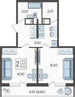 2-комнатная квартира №248, 58.0000 м²