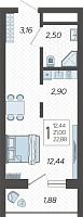 Студия №249, 22.8800 м²