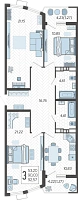 3-комнатная квартира №125, 92.5700 м²