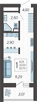 Студия №301, 22.7000 м²