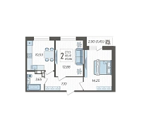 2-комнатная квартира №299, 49.8600 м²