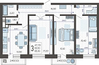 3-комнатная квартира №120, 85.1000 м²
