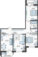 3-комнатная квартира №1755, 79.0500 м²