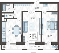 2-комнатная квартира №219, 66.7000 м²