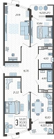 3-комнатная квартира №244, 92.5400 м²