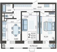 2-комнатная квартира №65, 66.7000 м²