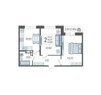 2-комнатная квартира №202, 49.8600 м²