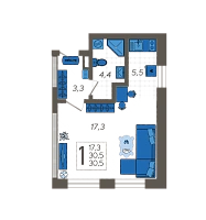 Студия №8, 30.5000 м²