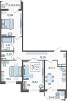 3-комнатная квартира №1009, 79.1400 м²