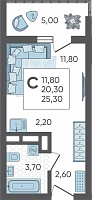 Студия №342, 25.3000 м²