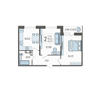 2-комнатная квартира №159, 49.7600 м²