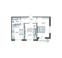 2-комнатная квартира №13, 51.7900 м²