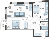 2-комнатная квартира №10, 68.0000 м²