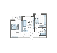 2-комнатная квартира №300, 50.5000 м²