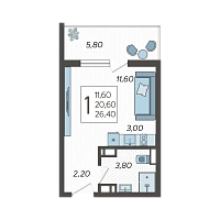 Студия №215, 26.4000 м²