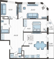 3-комнатная квартира №139, 113.1000 м²