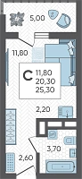 Студия №264, 25.3000 м²