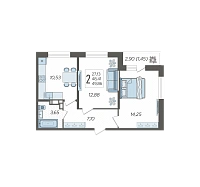2-комнатная квартира №92, 49.8600 м²