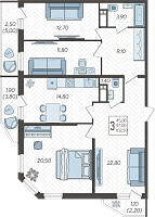 3-комнатная квартира №143, 102.5000 м²