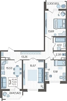 3-комнатная квартира №1002, 79.1300 м²