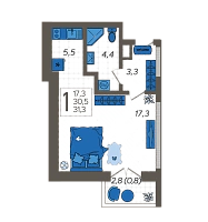Студия №13, 31.3000 м²