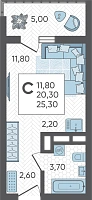 Студия №442, 25.3000 м²
