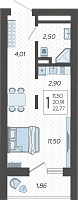 Студия №53, 22.7700 м²