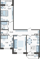 3-комнатная квартира №184, 79.1400 м²