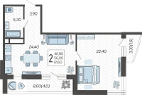 2-комнатная квартира №204, 61.6000 м²