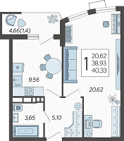 1-комнатная квартира №236, 40.3300 м²